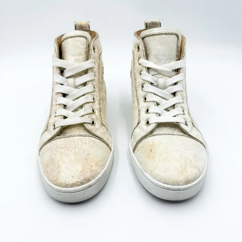 Christian Louboutin Bip Bip Orlato High Top White Floral Sneakers EU 37 US 7